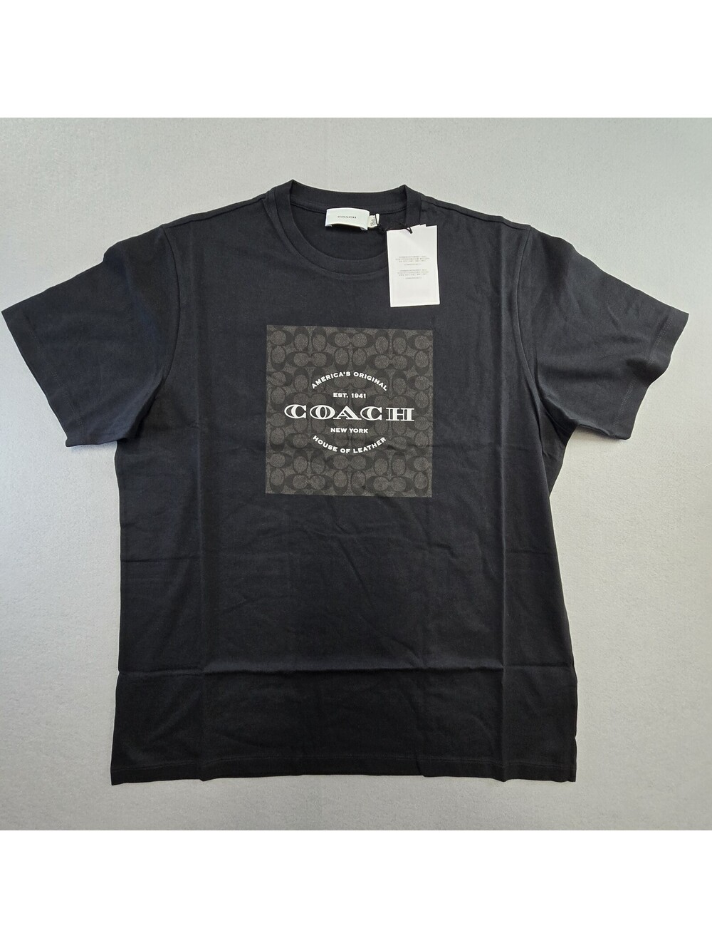 Coach Signature Square Logo T Shirt Mens XL Black Organic Cotton CCC17 NWT